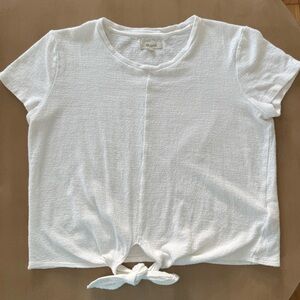 Neutral white Madewell Shirt knot tie front size